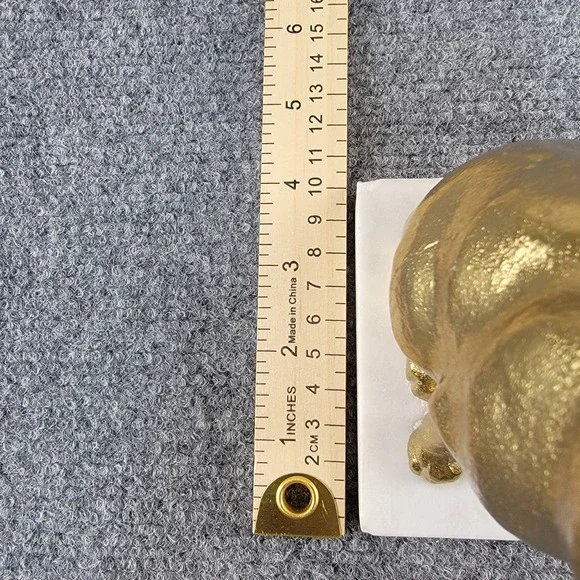 Vintage 6" Gold Textured Cat Figurine Statue on White Marble Base Bookend Decor - Picture 7 of 16